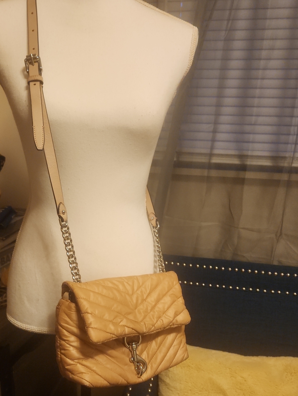 Rebecca Minkoff Quilted Cream Crossbody Shoulder Bag